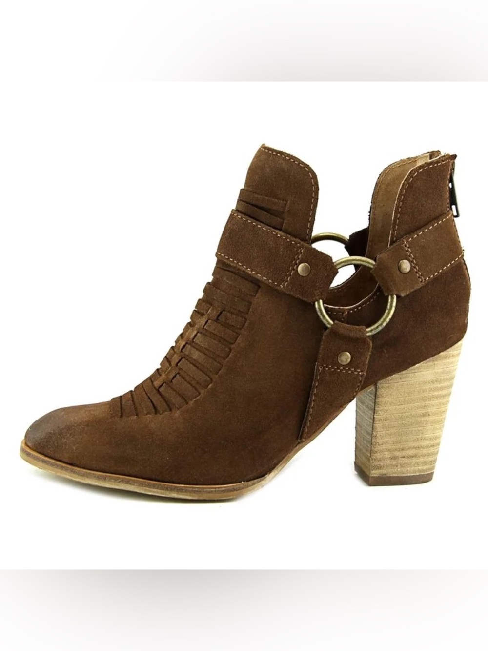 Ariat Unbridled Jaelle Brown Suede Stacked Heel Ankle Bootie